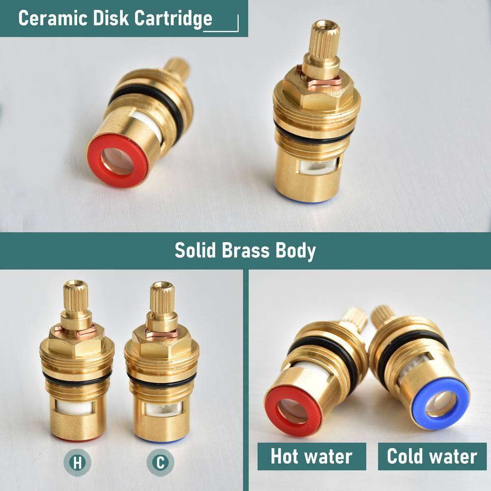 Double Handle Bridge Kitchen Faucet in Brushed Gold, with Put Out Side Sprayer