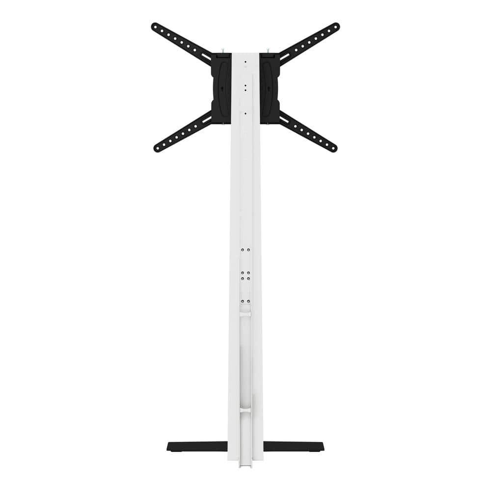 Floor Mount with TV Stand for TVs up to 80" White - AVF: No-Drill, Space-Saving Design, Cable Management