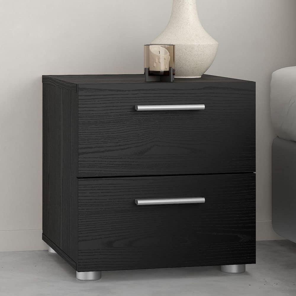 Tvilum, Austin 2 Drawer Nightstand, Black Woodgrain