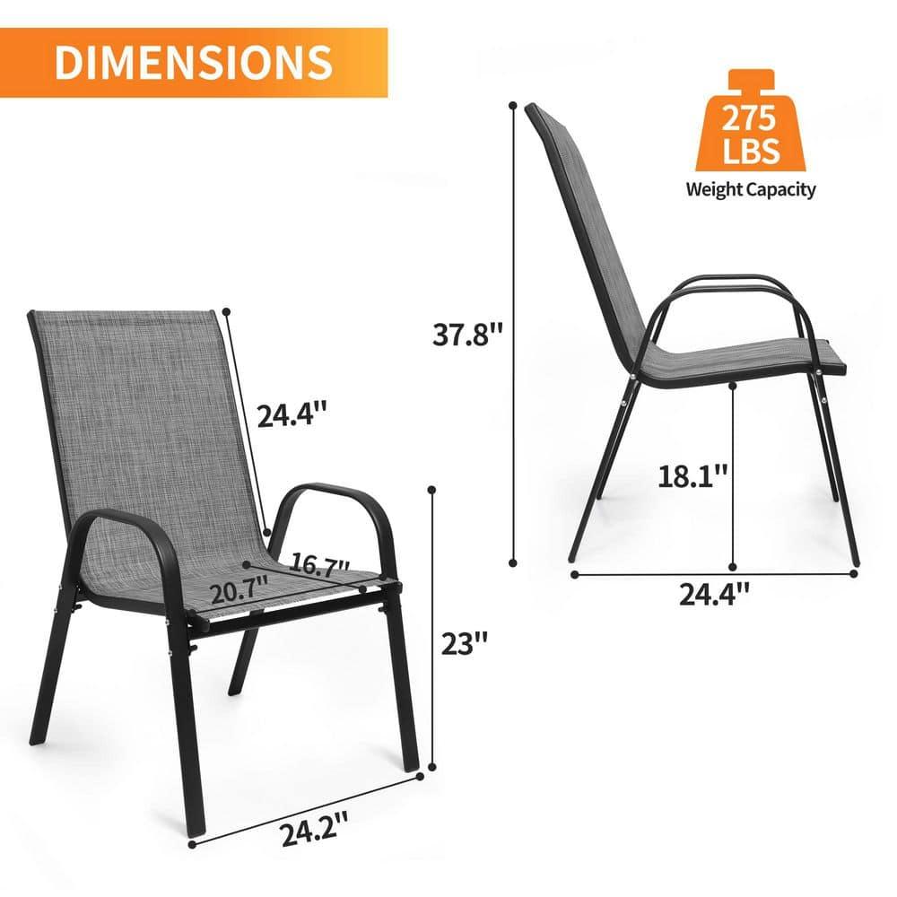 Vitarpatio Outdoor Patio Dining Chairs Set of 6, Stackable Patio Chair Metal Textilene Armchairs