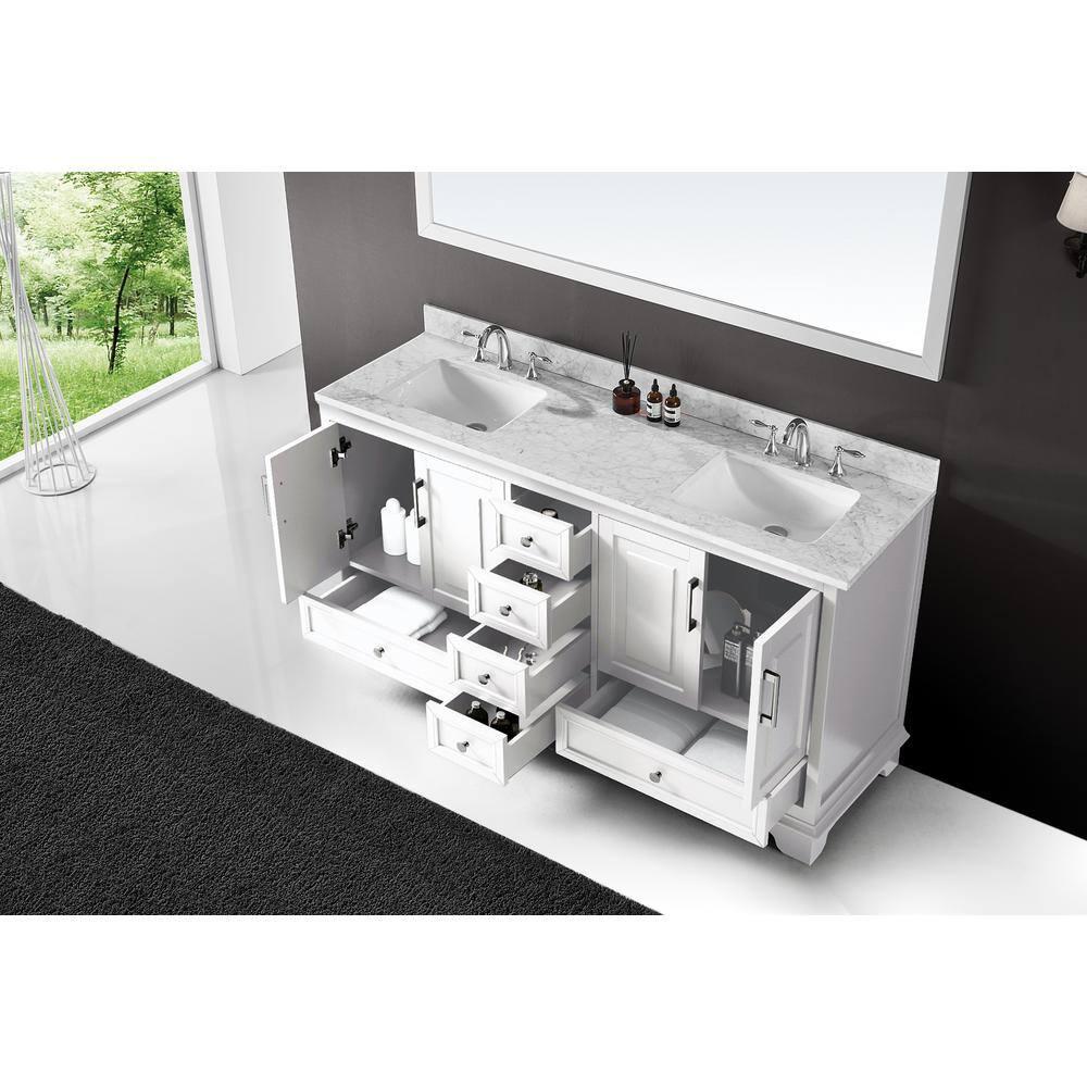 72'' Double Bathroom Vanity with Carrara Marble Top
