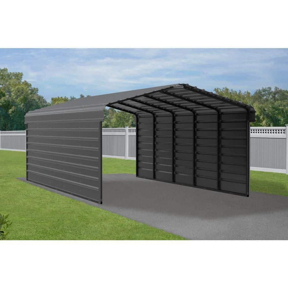 Arrow 24 x 12 ft Eggshell Carport with 2-sided Enclosure