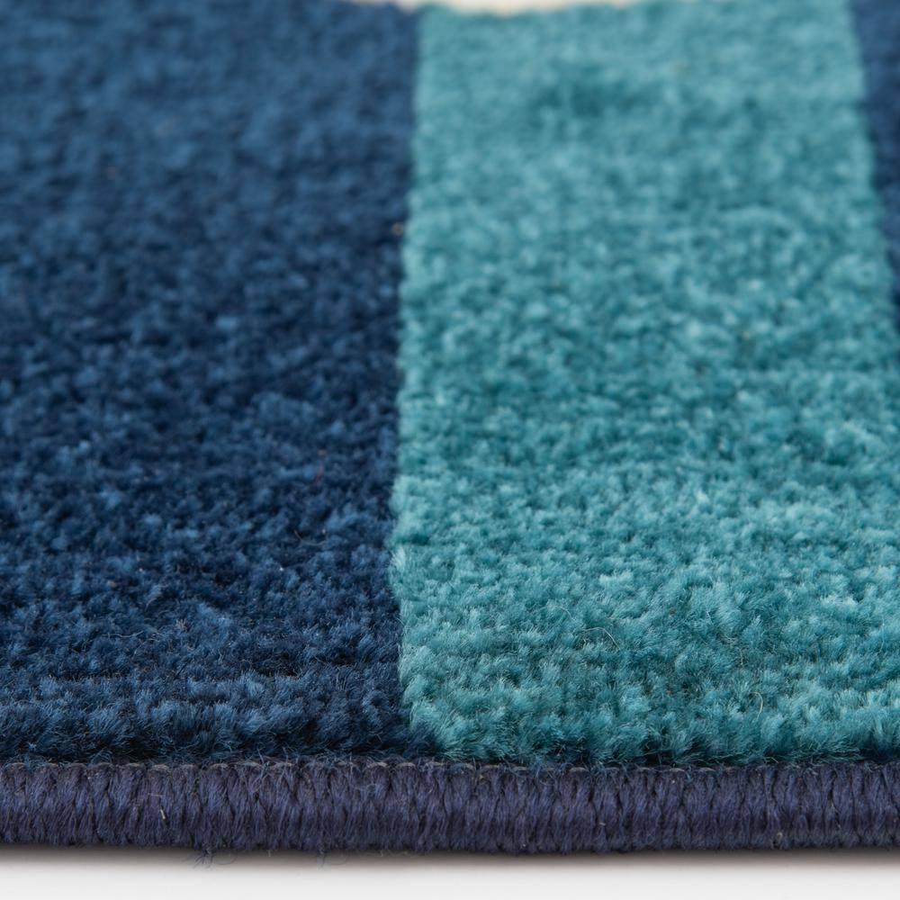 Sapphire & Coral Anchored Stripes 114"x79" Synthetic Area Rug