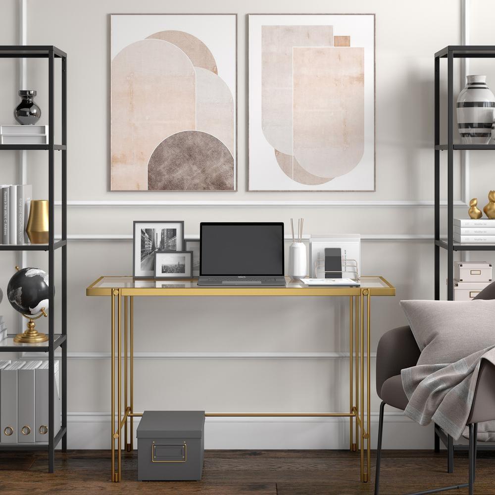 Evelyn&Zoe Inez 48" Wide Rectangular Desk in Brass