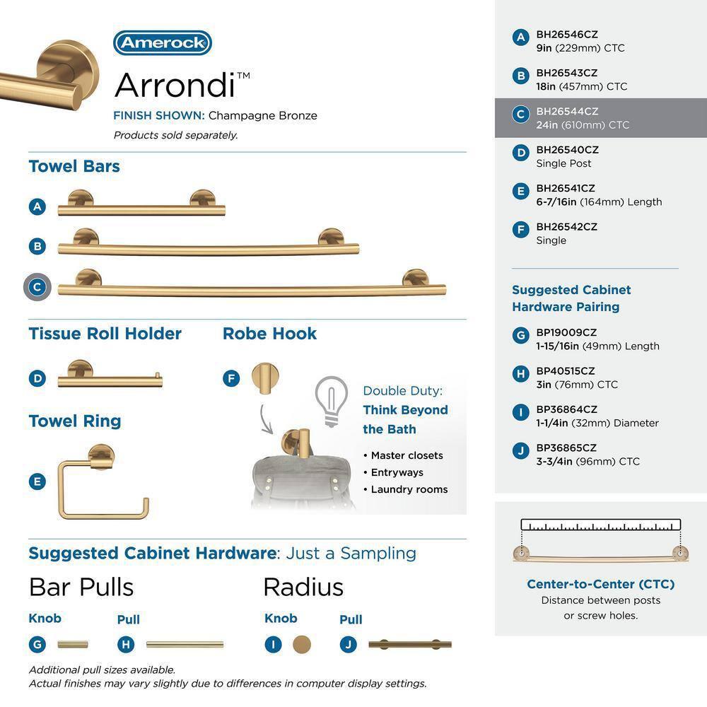 Amerock Arrondi Champagne Bronze 24 inch (610mm) Towel Bar