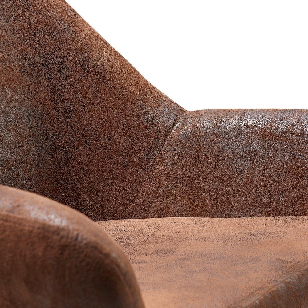 Ebern Designs Ringwold Armchair with Aged Fabric and Solid Wood Legs