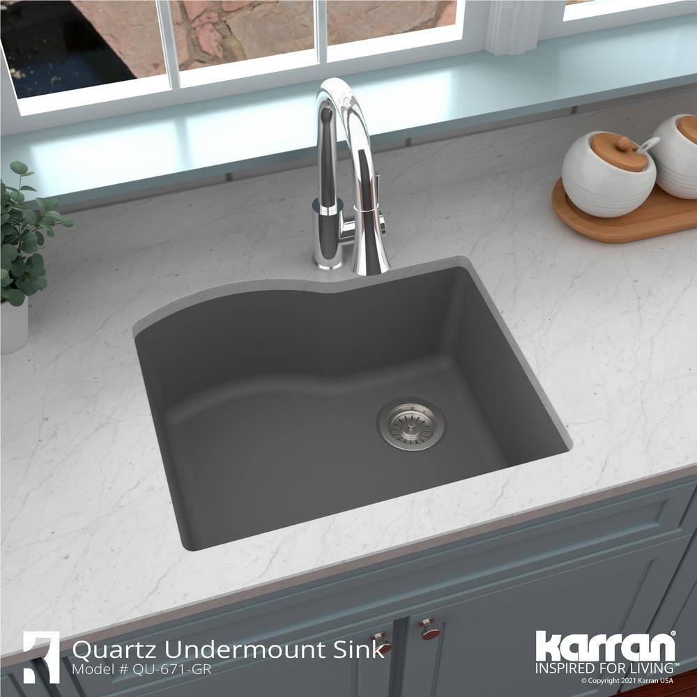 Karran Undermount Quartz Composite 24'' X 20-3/4'' Single Bowl Kitchen Sink