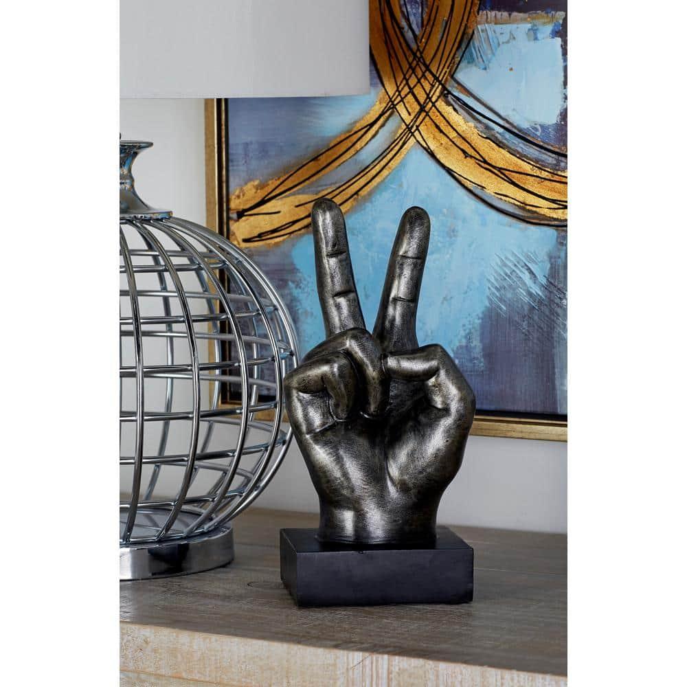 5"W, 11"H Dark Gray Polystone Hands Sculpture, by DecMode (3 Count)