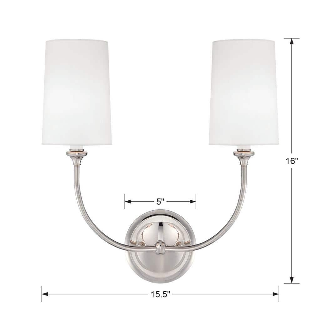 2242-PN-Crystorama Lighting-Sylvan - 2 Light Wall Sconce-Polished Nickel Finish