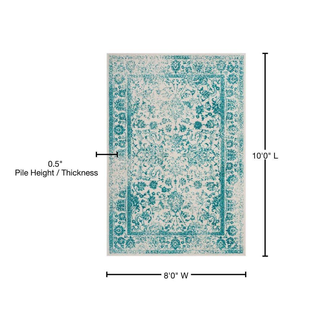 Adirondack ADR109 Machine Made Indoor Area Rug - Ivory/Teal - 8'x10' - Safavieh