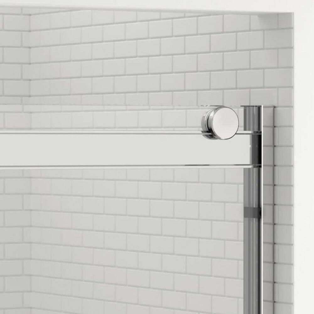 56" - 60" W 74” H Double Sliding Frameless Shower Door with Fixed Glass Panel