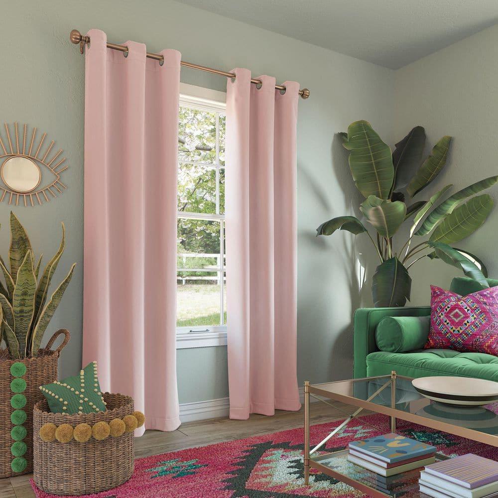 40"x95" Sun Zero Blackout Riley Kids' Bedroom Grommet Curtain Panel Blush: Noise Reduction, Energy Efficient