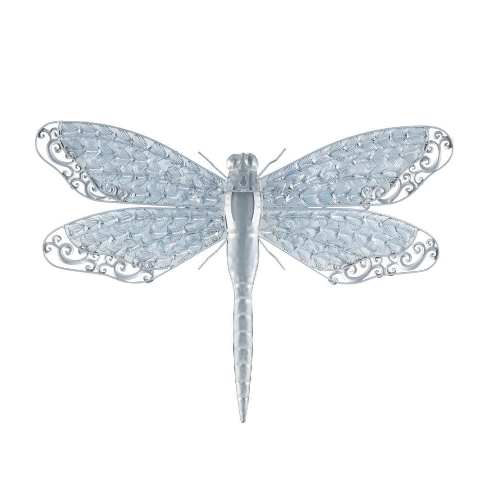 Blue and Grey Metal Dragonfly Wall Sculpture for Indoor/Outdoor
