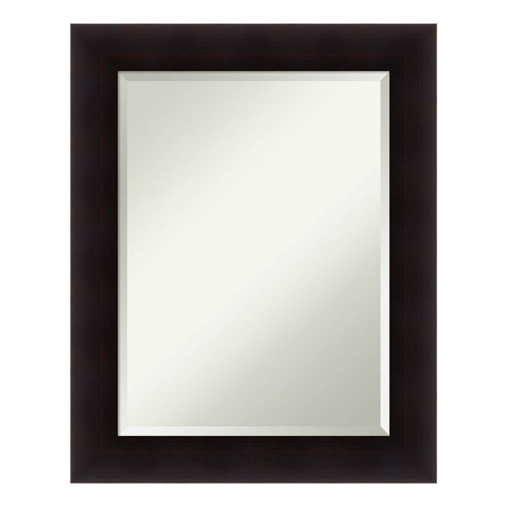 Amanti Art Beveled Wood Bathroom Wall Mirror - Portico Espresso Frame Outer Size: 24 x 30 in