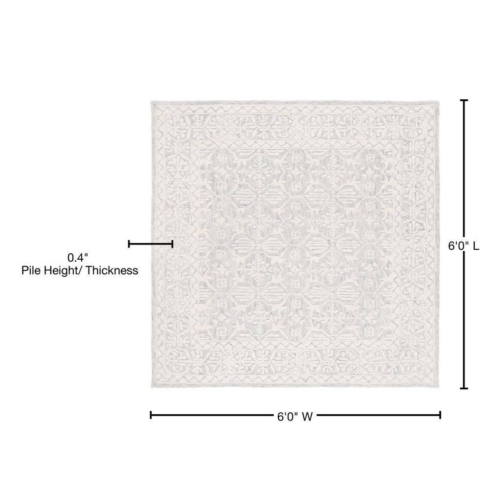 Metro MET903 Hand Tufted Indoor Area Rug - Light Grey/Ivory - 6'x6' - Safavieh