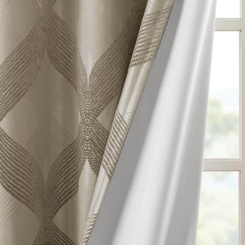 Madison Park Bentley Ogee Knitted Jacquard Geometric Total Blackout Single Curtain Panel