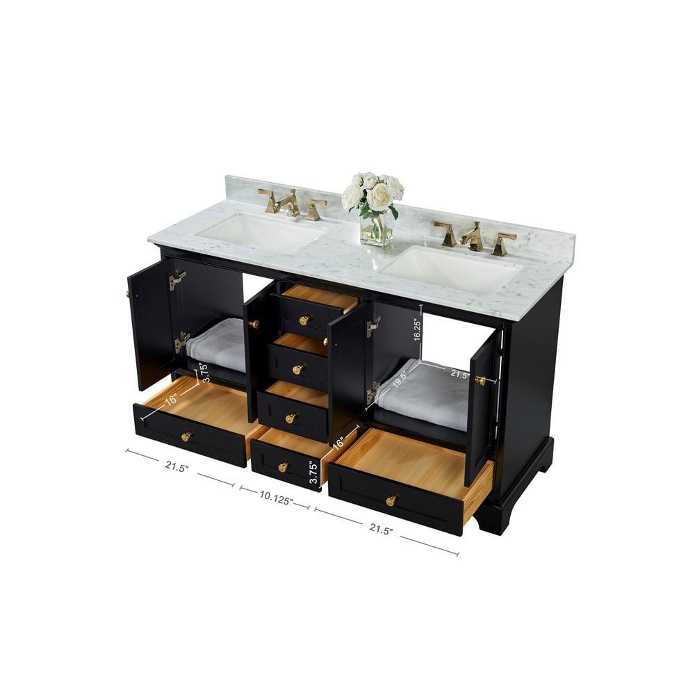 Varna 60'' Double Bathroom Vanity with Marble Top