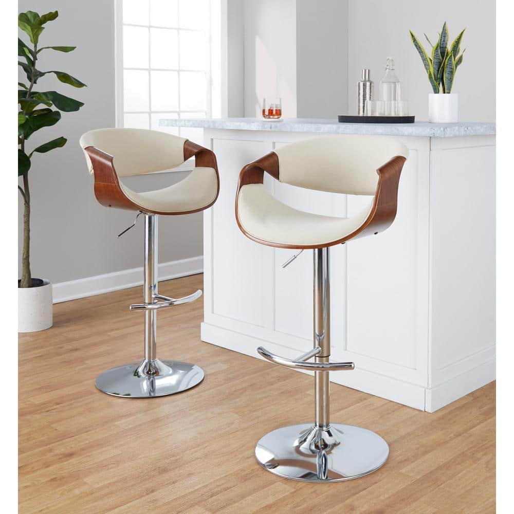 Swivel Upholstered Adjustable Height Counter Stool with Metal Frame