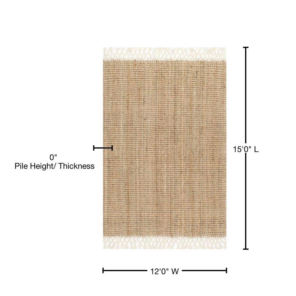 Nuloom Raleigh Solid 12x15 Wool Jute Indoor Area Rug for Dining Room Rug Neutral Rug Living Room Rug Kitchen, Natural