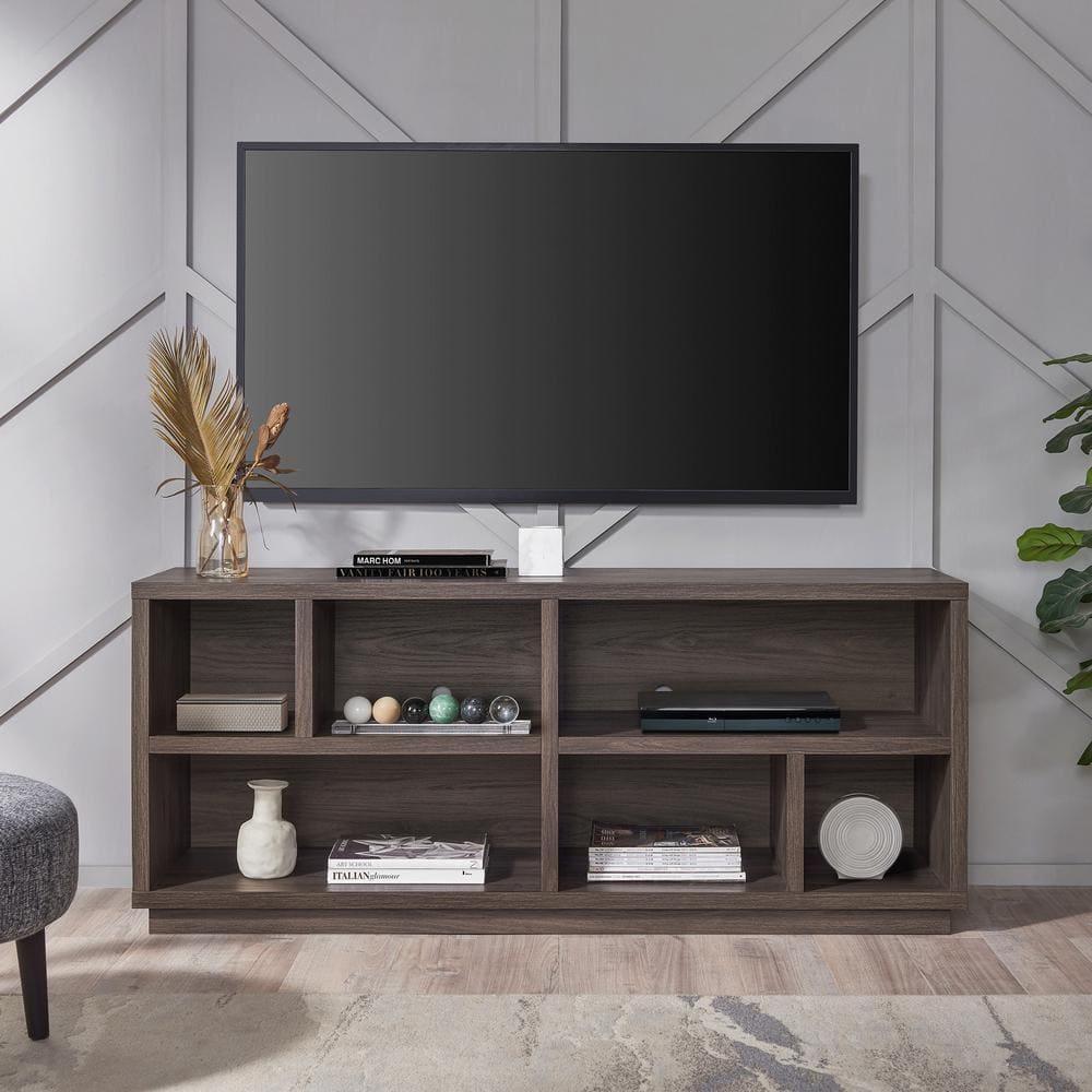 Evelyn&Zoe Bowman Rectangular TV Stand for TV's up to 65", Alder Brown