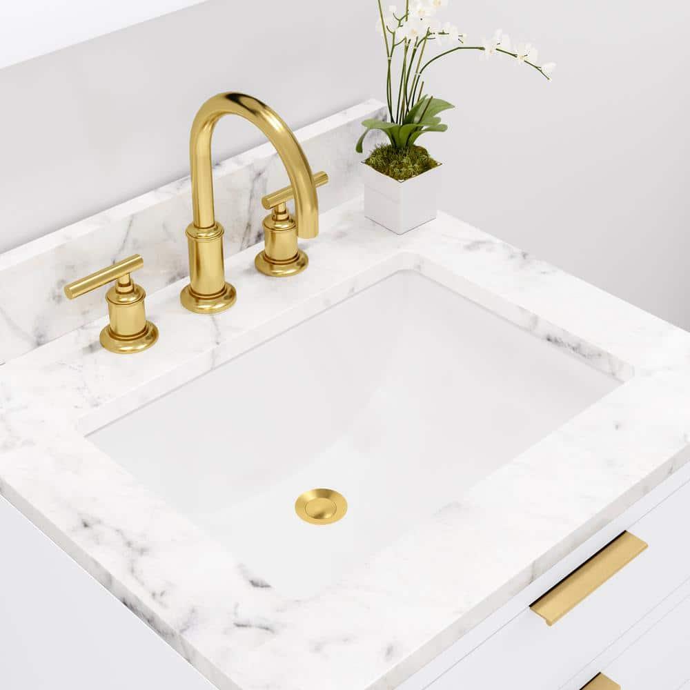 Water Creation  Satin Brass High Arc Torch Lever Handle True Brass Lavatory Faucet