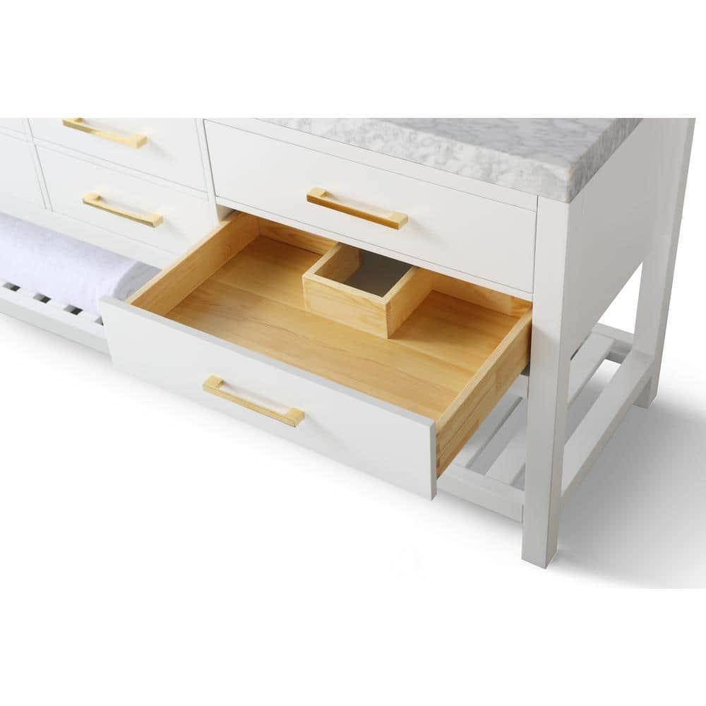 Ancerre Designs Elizabeth 72" Bathroom Vanity Set with Gold Hardware in White