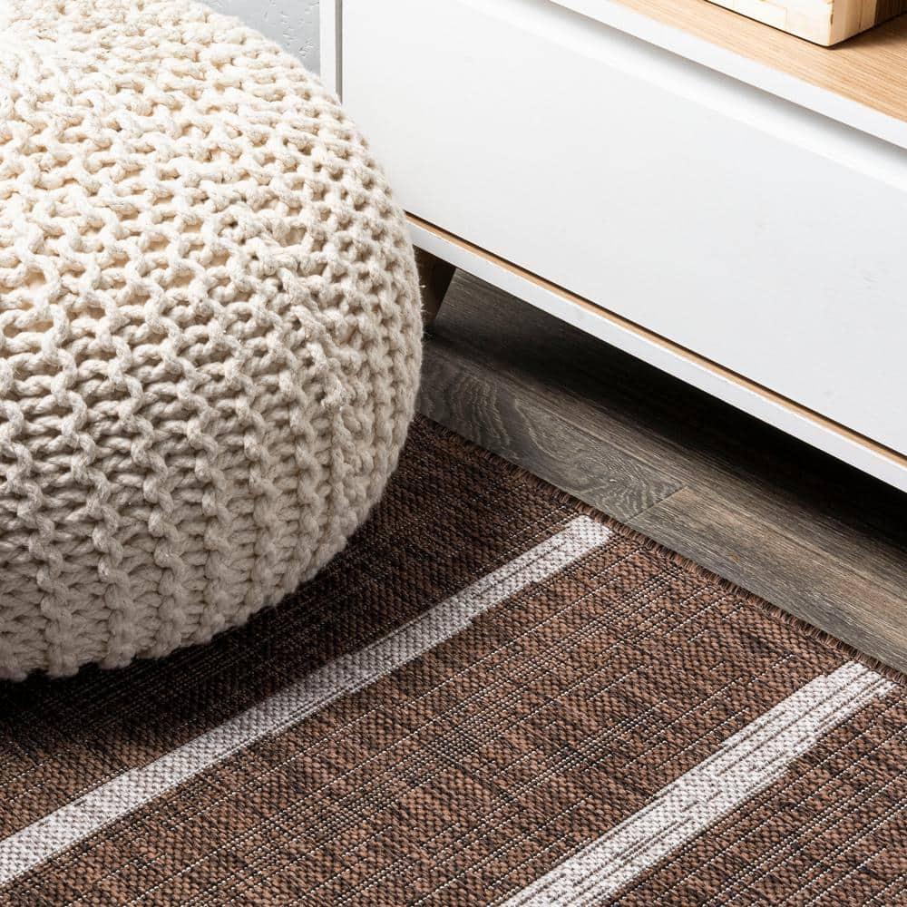 3'x5' Colonia Berber Stripe Indoor/Outdoor Area Rug, Brown/Beige - JONATHAN Y