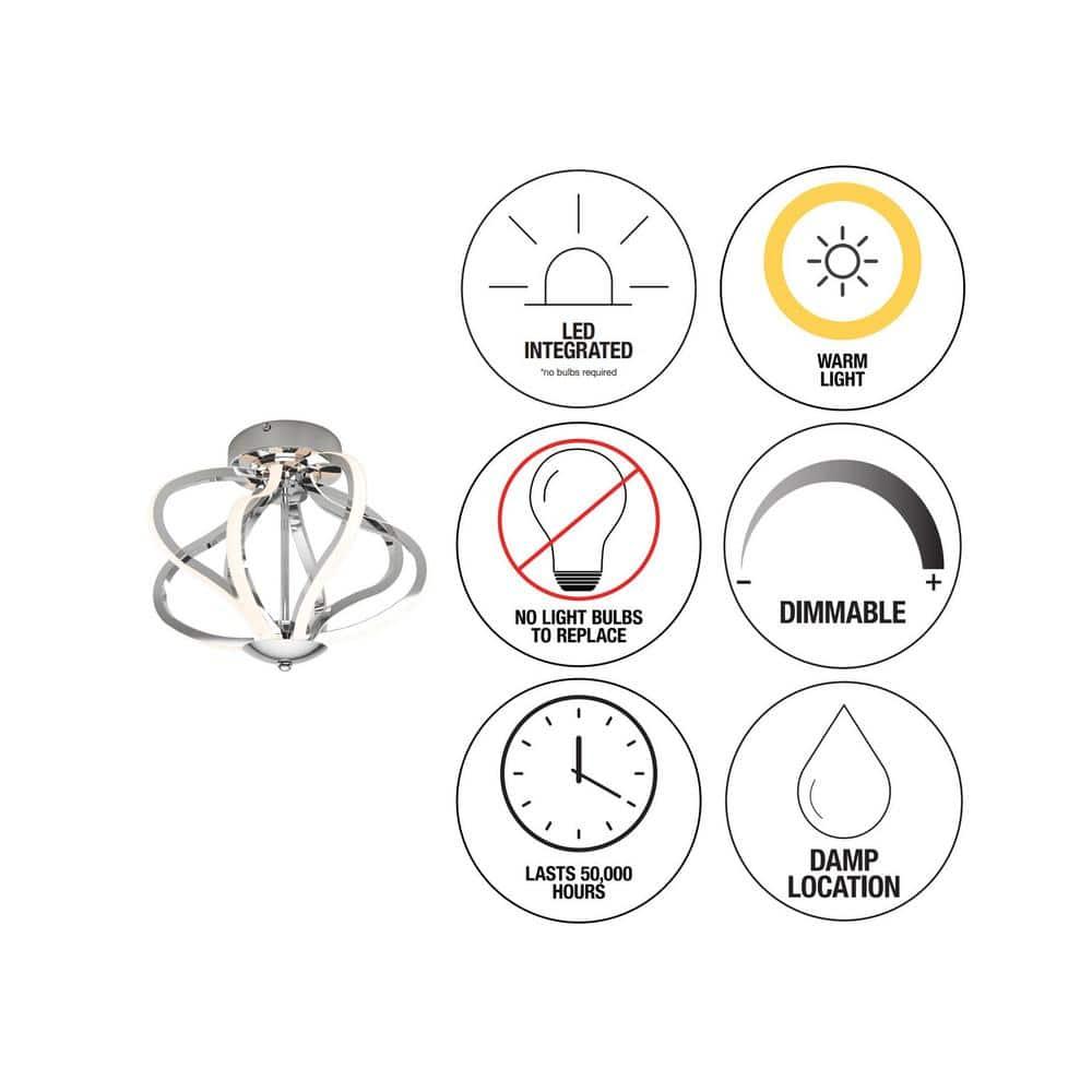 Artika Meridian Lámpara de Techo LED Lámpara Integrada de Montaje Empotrado, Acabado Cromado