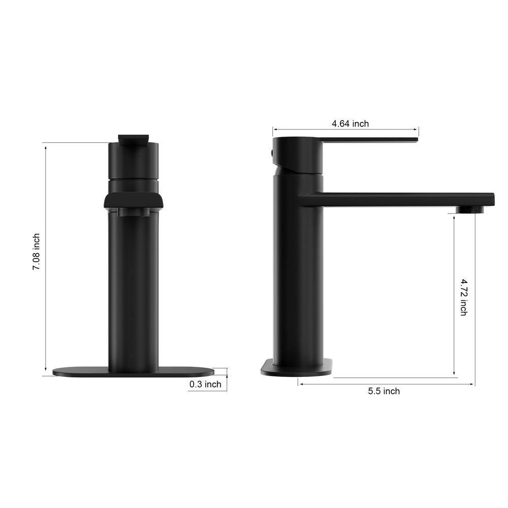 Black Bathroom Faucet Single Hole Bathroom Sink Faucet, Matte Black Single Handle Vanity Basin Faucets with Supply Deck Plate, Modern Farmhouse RV Faucet 1 or 3 Holes