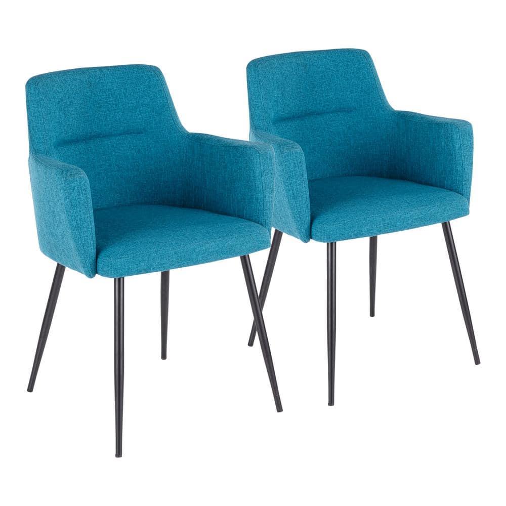 LumiSource Set of 2 Andrew Contemporary Dining/Accent Chair Teal