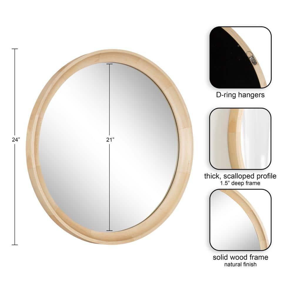 Kate and Laurel Hatherleig Round Wood Round Mirror, 24" Diameter, Natural