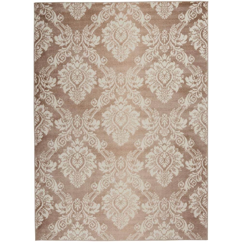 Nourison Elation ETN03 Indoor only Area Rug - Ivory Mocha 5'3" x 7'3"