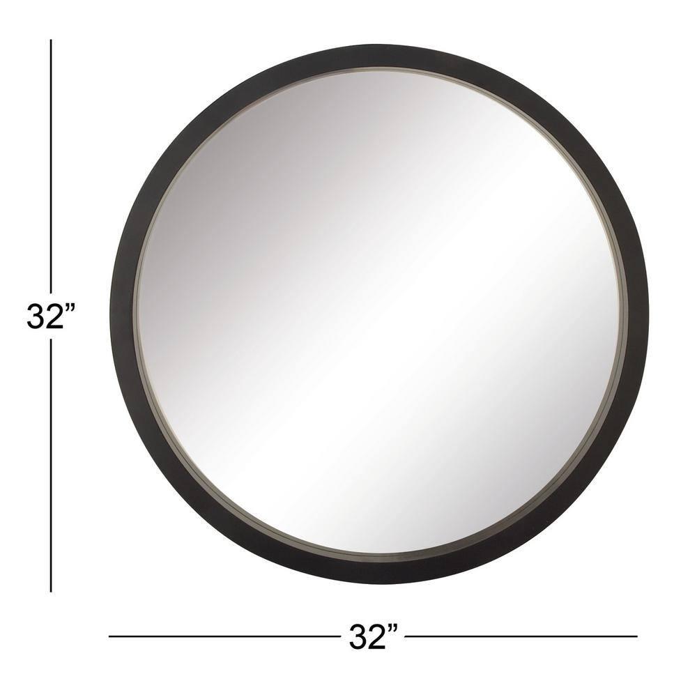 32" Contemporary Wood Wall Mirror Black - Olivia & May: MDF Frame, No Assembly, Wall Mount