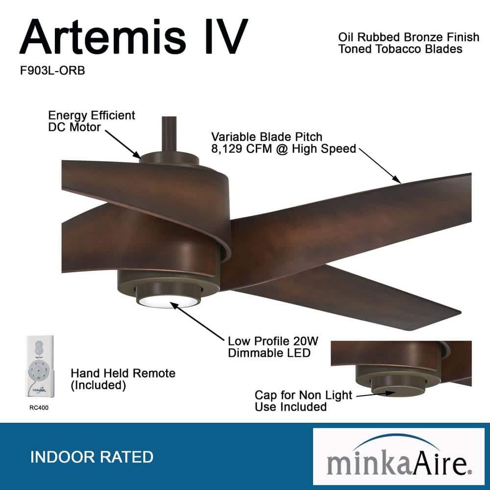 64" Artemis 4 Blade LED Standard Ceiling Fan with Light Kit Included