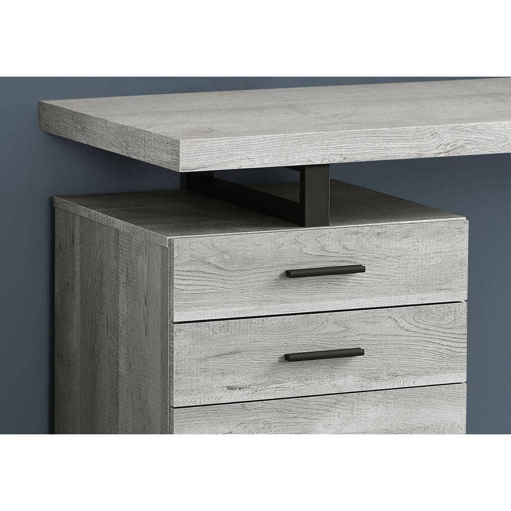 Monarch Specialties Computer Desk Home Office Laptop Left Right Set-Up Storage Drawers 48InchL Work Metal Laminate Grey Black Contemporary Modern