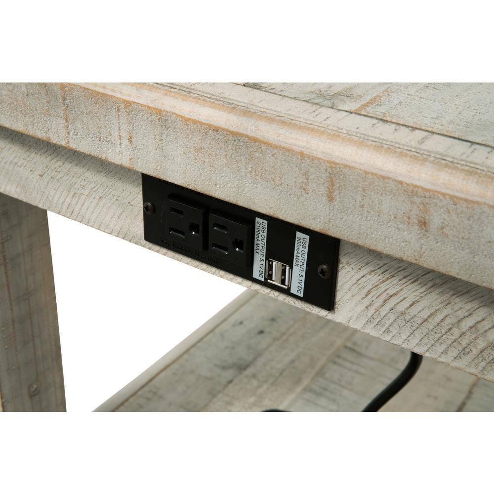 Carynhurst Rectangular End Table White - Signature Design by Ashley: Farmhouse Style, Distressed Finish, Storage Shelf
