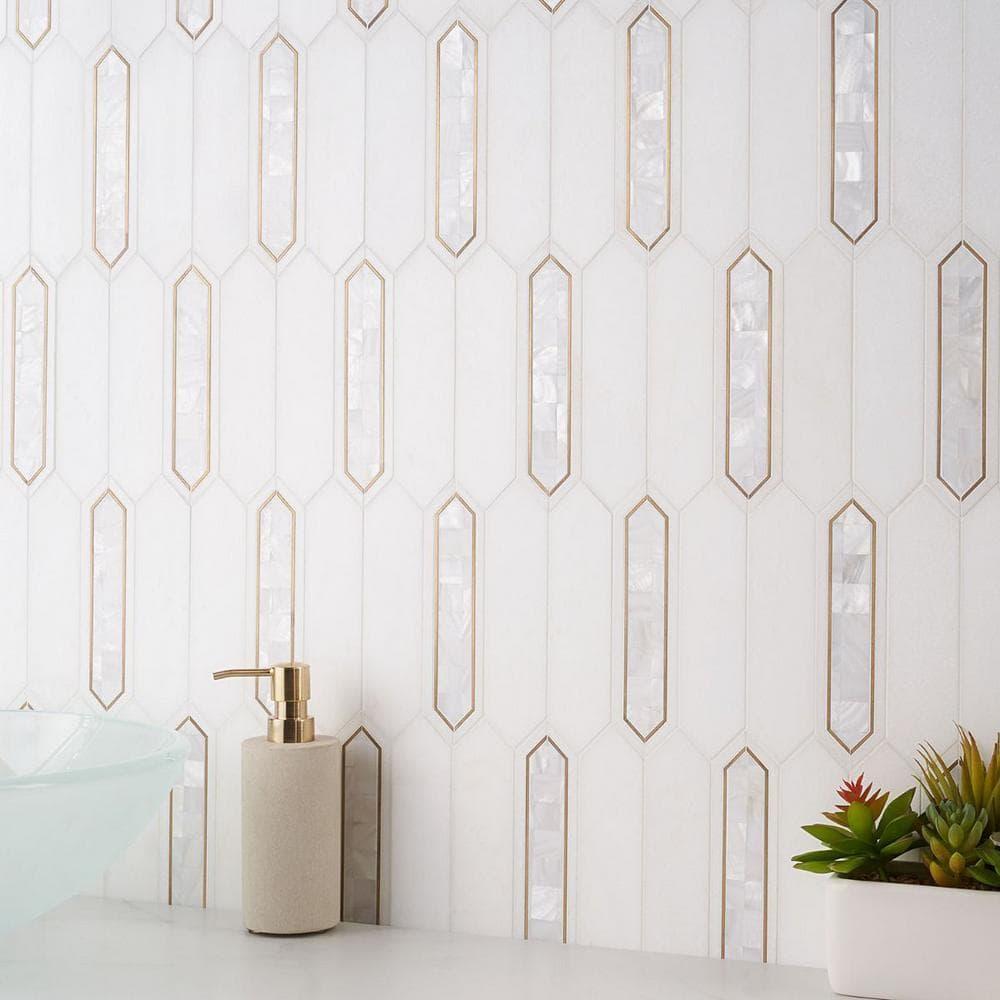 Zip 11.65'' W x 13.62'' L Marble and Brass Mosaic Tile (1.1 Sq. Ft. / Sheet)