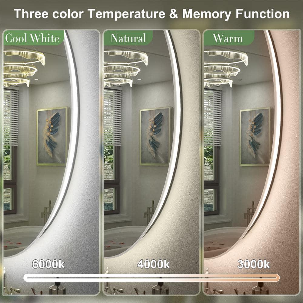 Apmir 28x20 Oval LED Wall Mirror with Backlit, Frameless Anti Fog LED Bathroom Vanity Mirror，Dimmable 3 Colors, Memory Function