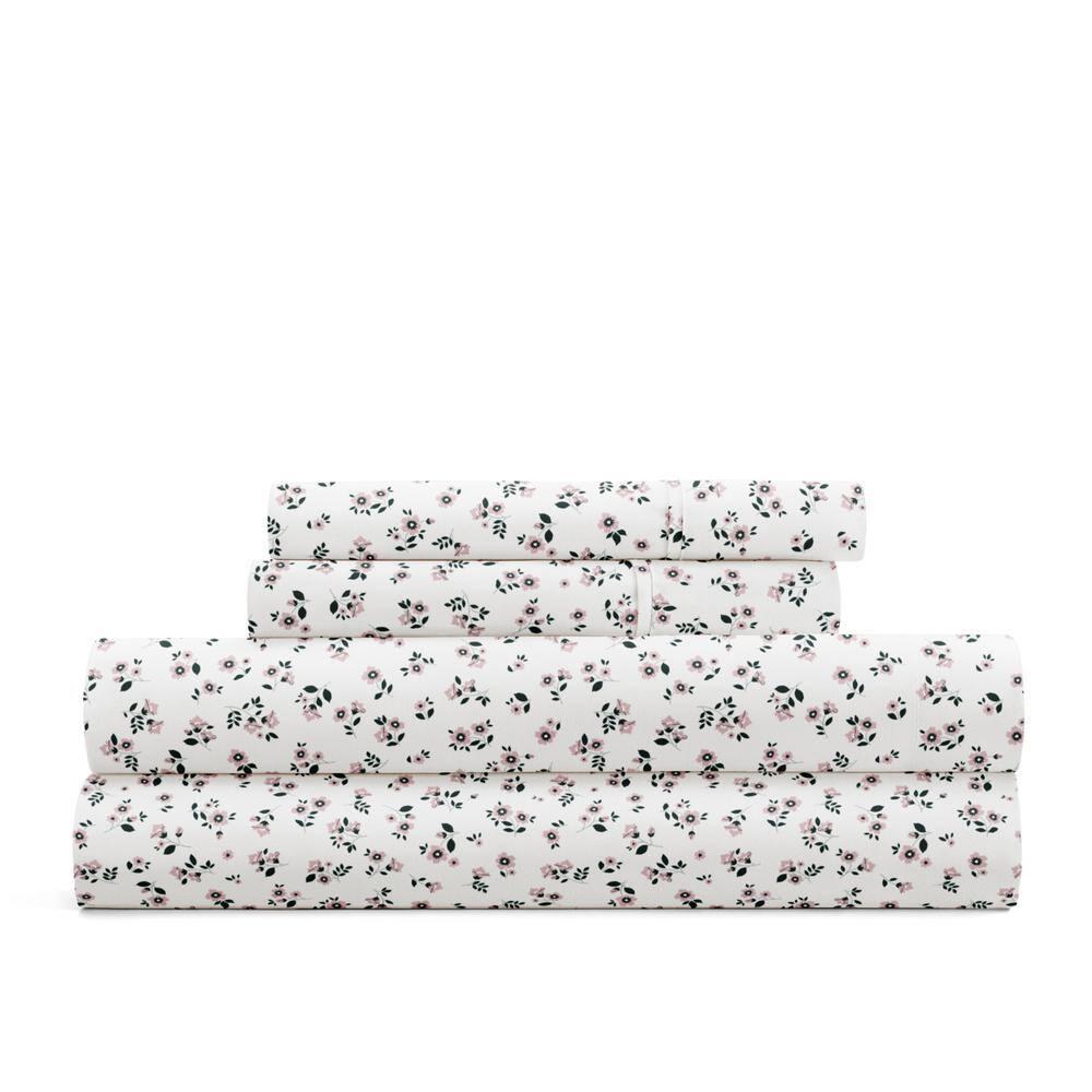 IEnjoy Home 4 Piece Sheet Set Patterned Microfiber Ultra Soft Bedding in Floral Dream