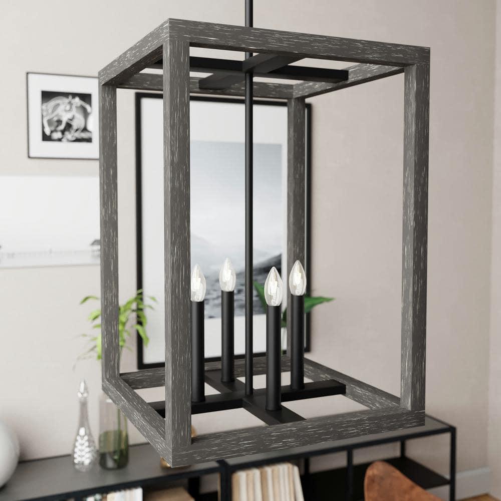 Hunter Fan Squire Manor 4 - Light Lantern Rectangle Chandelier