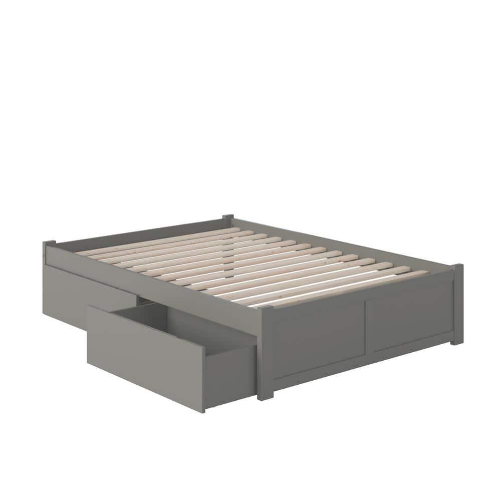 Concord Platform Bed with Flat Panel Foot Board and 2 Urban Bed Drawers, Multiple Colors, Multiple Sizes