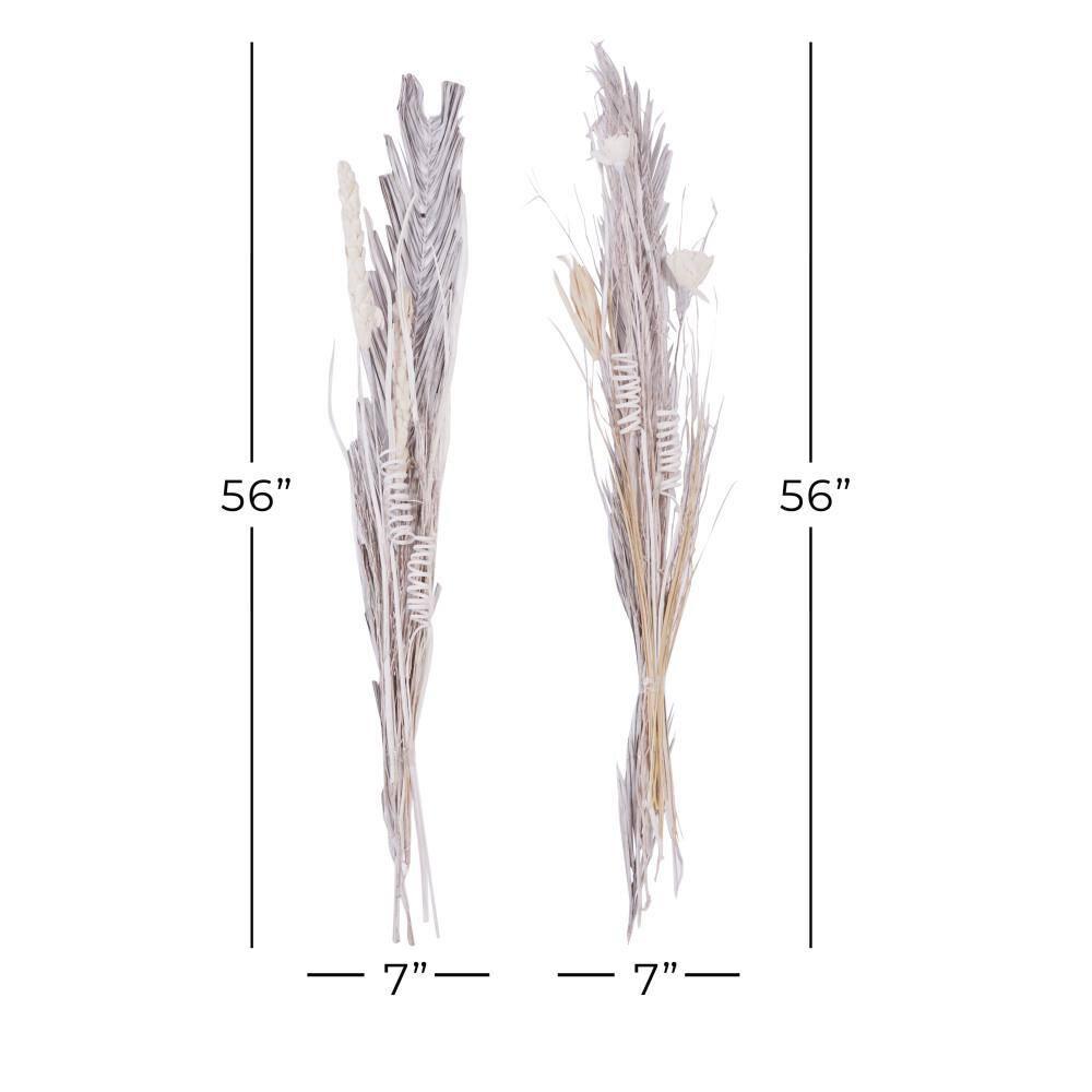 DecMode Farmhouse Dried Floral Natural Foliage Set of 2, 7"W x 56"H, with Brown, White and Beige Finish