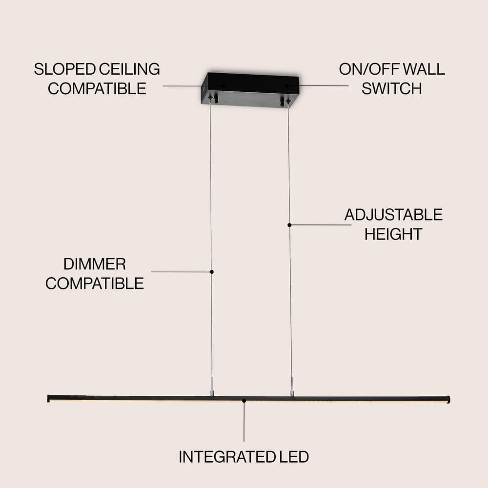 Conley 39.5" Dimmable Adjustable Integrated LED Metal Linear Pendant, Black