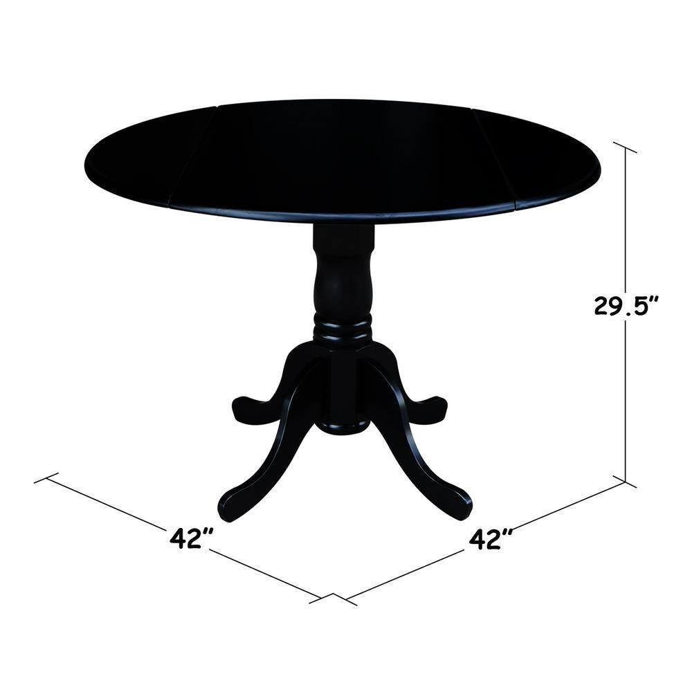 International Concepts Solid Wood 5-Piece Dining Set with 42 in. Dual Drop Leaf Table and 4 Slat Back Dining Chairs in Black