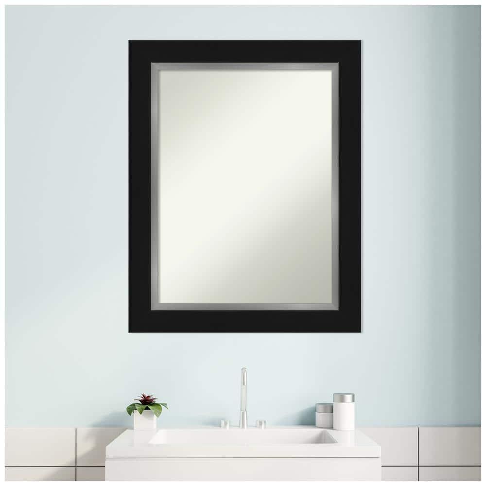 24" x 30" Non-Beveled Eva Bathroom Wall Mirror Black - Amanti Art: Polystyrene Frame, Wall Mount