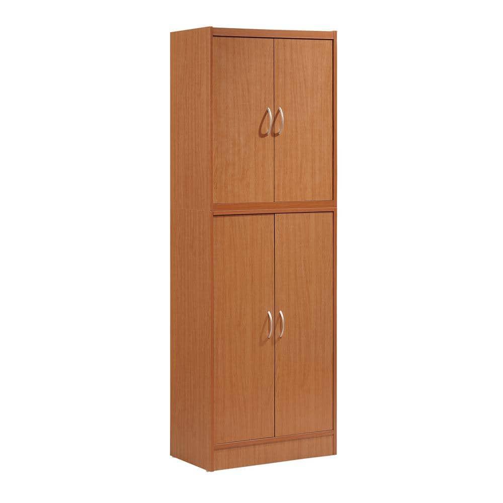 Hodedah Dining Room Storage 4 Door Kitchen Pantry China Cabinet, Cherry