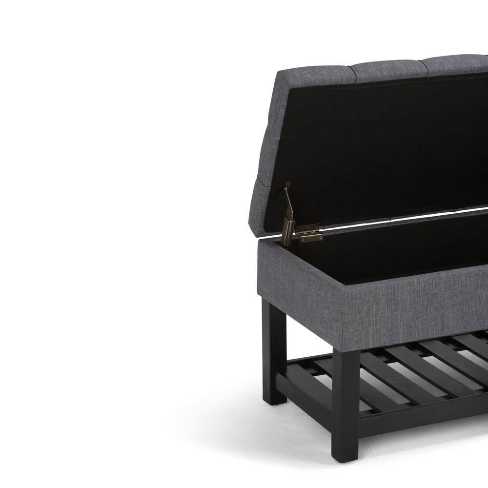 Simpli Home Saxon 43"W Tufted Transitional Storage Ottoman Bench with with Lift-Top Lid