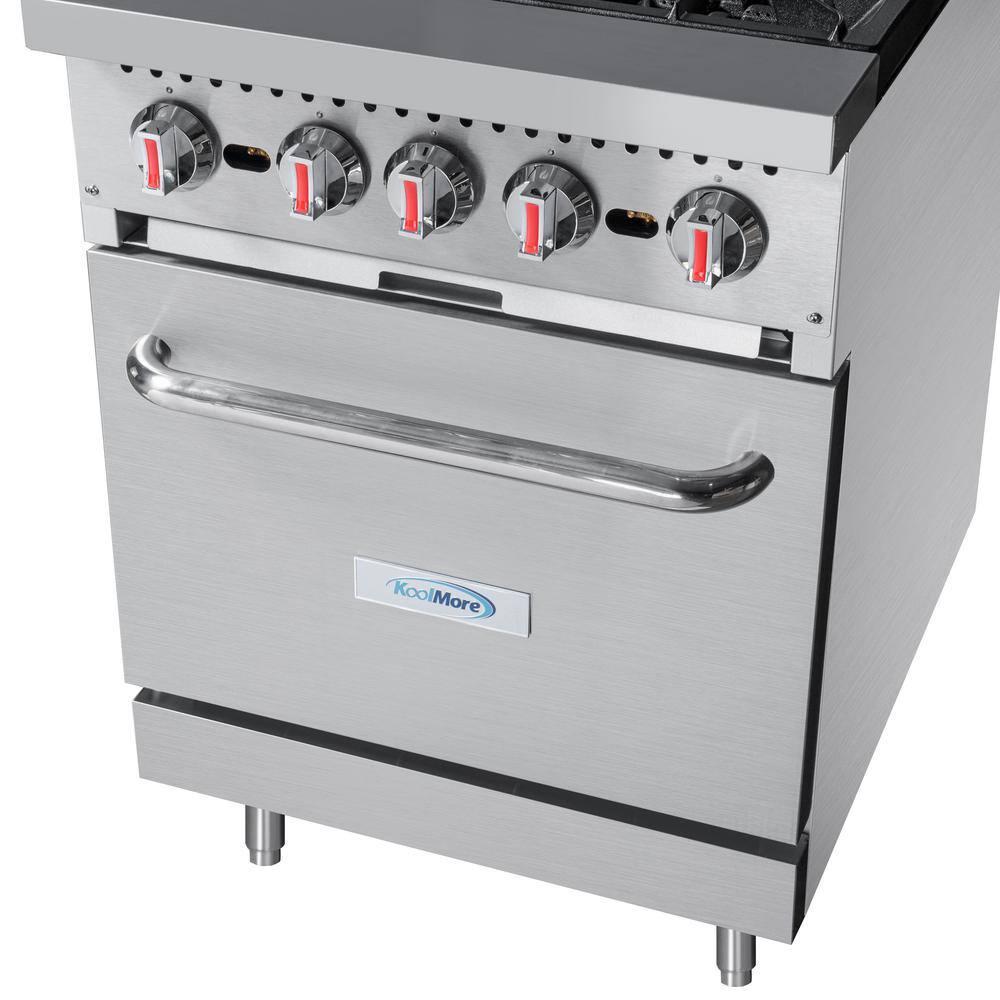 KoolMore 24 in. 4 Burner Commercial Natural Gas Range with Oven in Stainless-Steel (KM-CR24-NG)