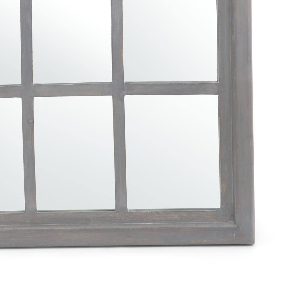 Noble House Shmuel Traditional Arched Windowpane Mirror, Gray Wash