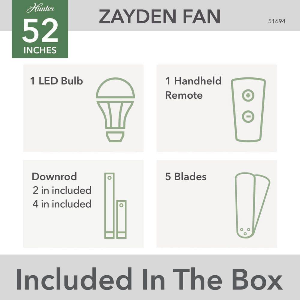 52" Zayden 5 - Blade Ceiling Fan With Lights and Remote
